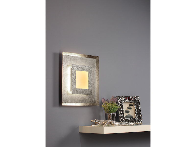 Luxuriöse LED Innenlampen für Wand & Decke 2er SET Blattsilber Design eckig 32cm