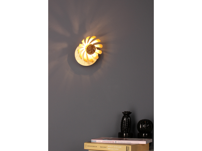 LED Wandstrahler BLOOM, Metall in Blattgold, Breite 10cm