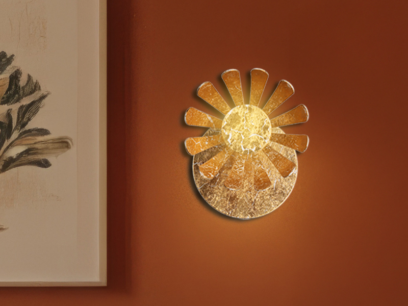 LED Wandstrahler BLOOM, Metall in Blattgold, Breite 10cm