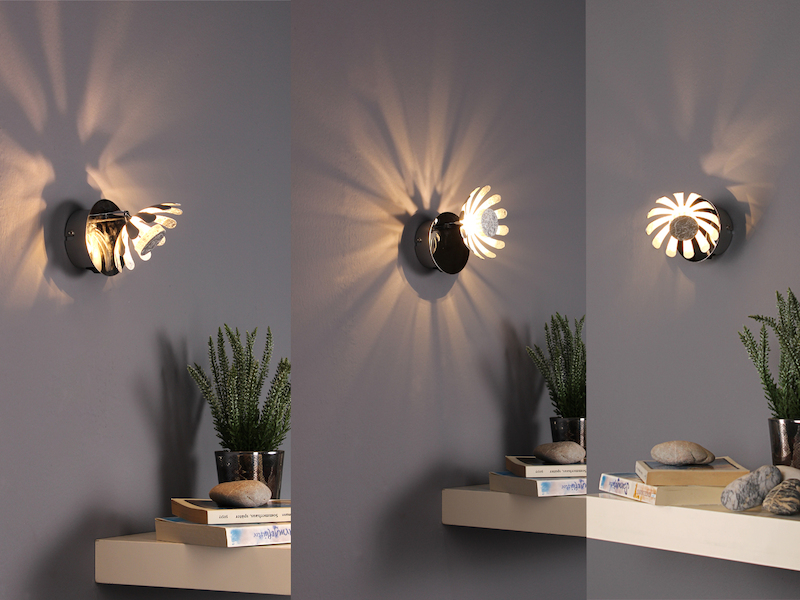 LED Wandstrahler BLOOM, Metall in Blattsilber, Breite 10cm