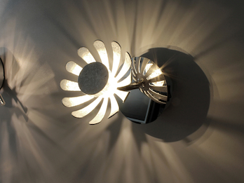 LED Wandstrahler BLOOM, Metall in Blattsilber, Breite 10cm