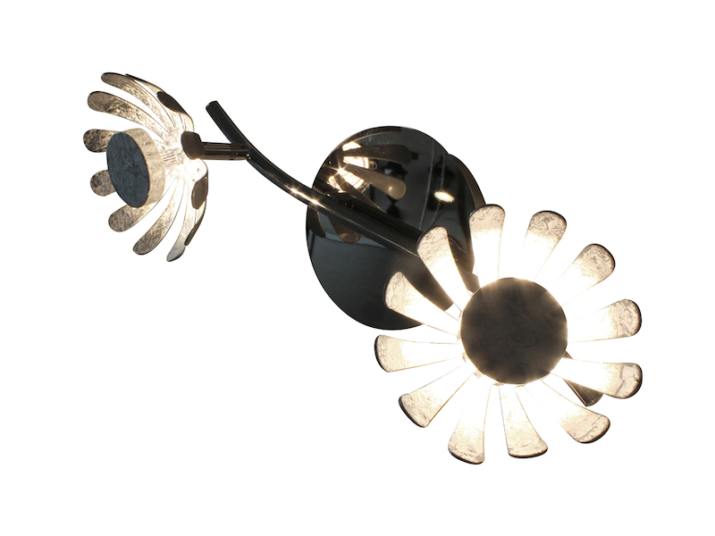 LED Deckenstrahler BLOOM 2-flammig, Metall in Blattsilber, Breite 30cm