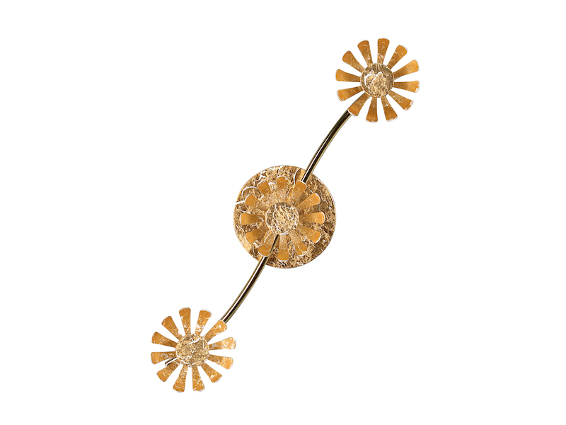 Dreiflammige LED Deckenleuchte BLOOM aus Metall in Blattgold mit Blumen Motiv
