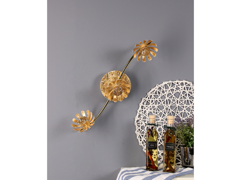 LED Deckenstrahler BLOOM 3-flammig, Metall in Blattgold, Breite 50cm