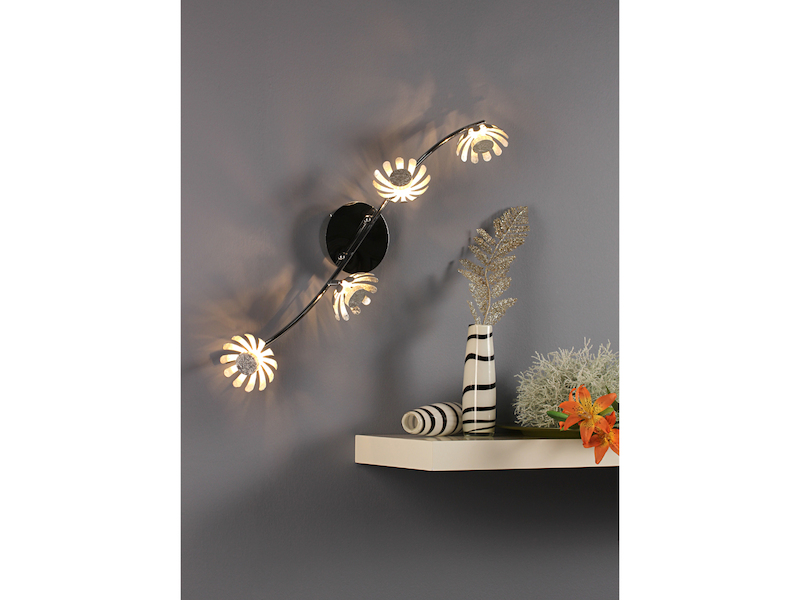 LED Deckenstrahler BLOOM 4-flammig, Metall in Blattsilber, Breite 70cm