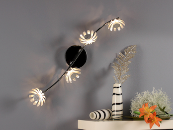 LED Deckenstrahler BLOOM 4-flammig, Metall in Blattsilber, Breite 70cm