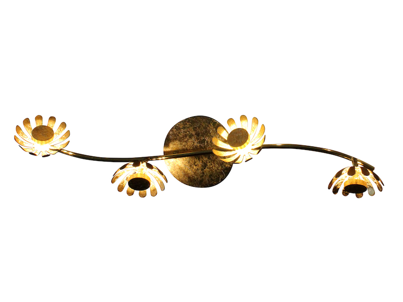 LED Deckenstrahler BLOOM 4-flammig, Metall in Blattgold, Breite 70cm