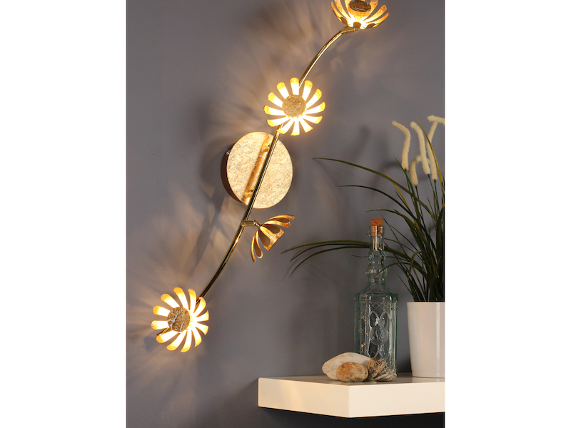 LED Deckenstrahler BLOOM 4-flammig, Metall in Blattgold, Breite 70cm
