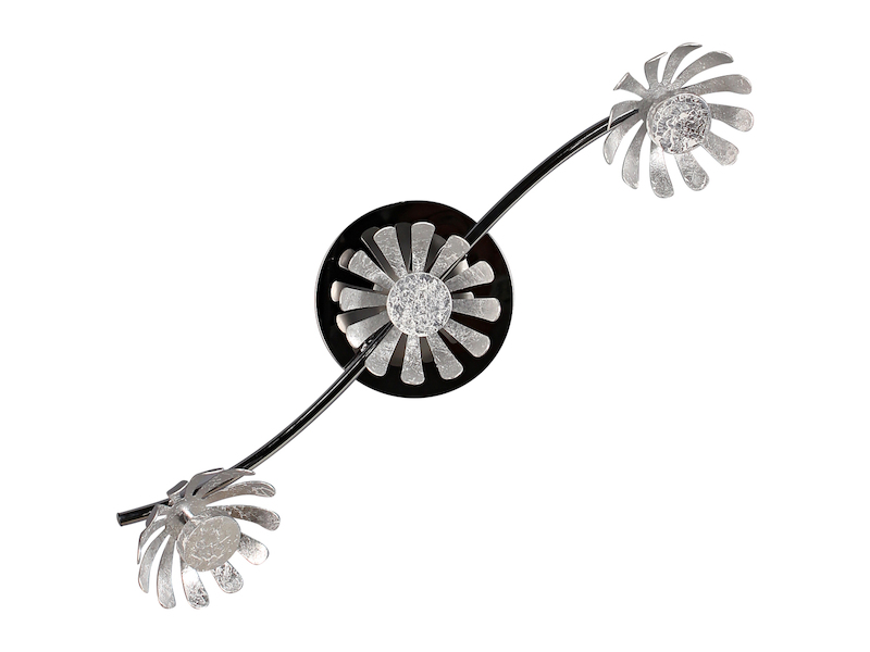 LED Deckenstrahler BLOOM 3-flammig, Metall in Blattsilber, Breite 50cm