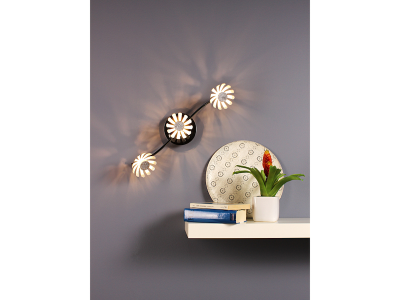 LED Deckenstrahler BLOOM 3-flammig, Metall in Blattsilber, Breite 50cm