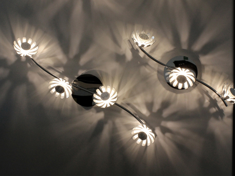 LED Deckenstrahler BLOOM 3-flammig, Metall in Blattsilber, Breite 50cm