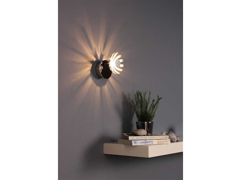 2er SET LED Wandstrahler, Metall in Blattsilber, Breite 10cm