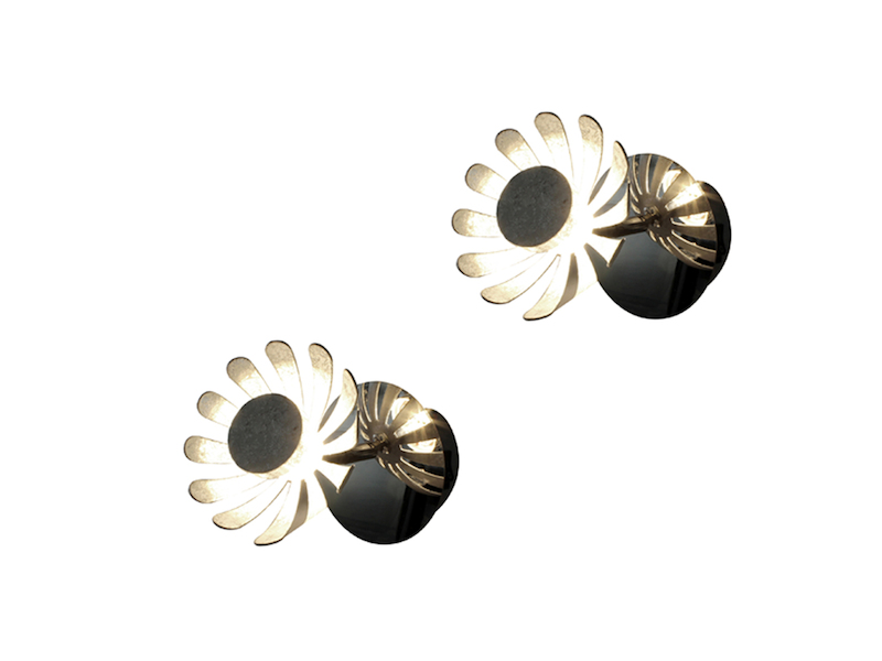 2er SET LED Wandstrahler, Metall in Blattsilber, Breite 10cm