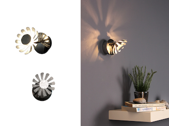 2er SET LED Wandstrahler, Metall in Blattsilber, Breite 10cm