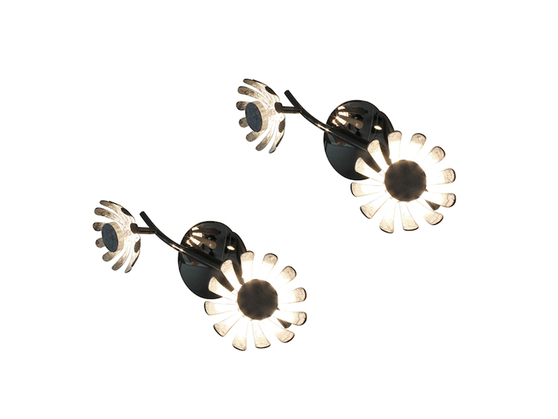 2er SET LED Deckenstrahler 2-flammig, Metall in Blattsilber, Breite 30cm