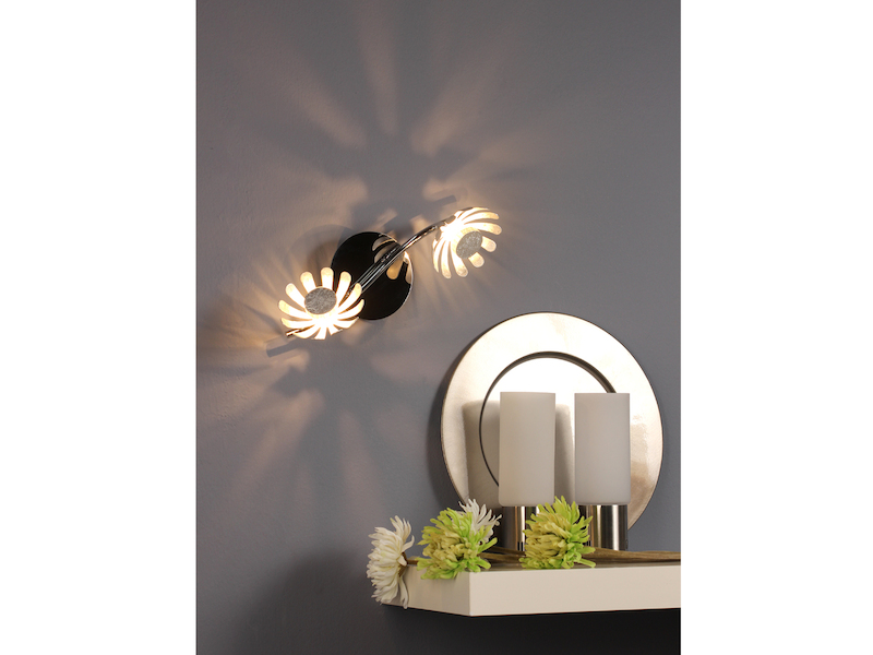 2er SET LED Deckenstrahler 2-flammig, Metall in Blattsilber, Breite 30cm