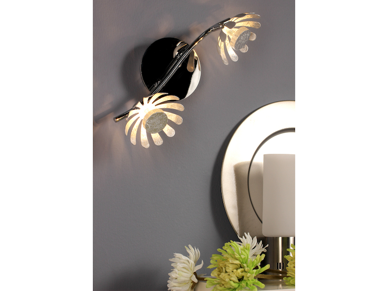 2er SET LED Deckenstrahler 2-flammig, Metall in Blattsilber, Breite 30cm