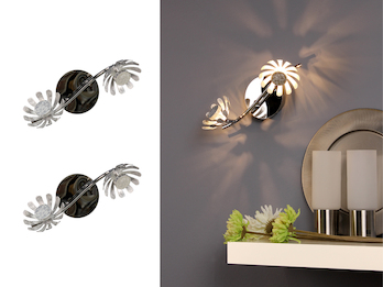 2er SET LED Deckenstrahler 2-flammig, Metall in Blattsilber, Breite 30cm