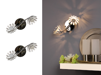 Zweiflammige LED Deckenlampen im 2er SET aus Metall mit Blattsilber Design