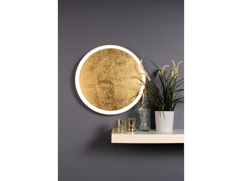 LED Deckenleuchte MOON für Wand & Decke, Spiegel Design Blattgold Ø50cm