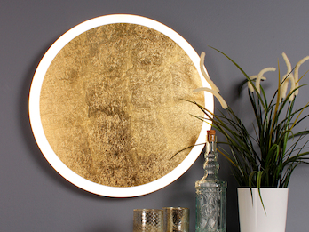 LED Deckenleuchte MOON für Wand & Decke, Spiegel Design Blattgold Ø50cm