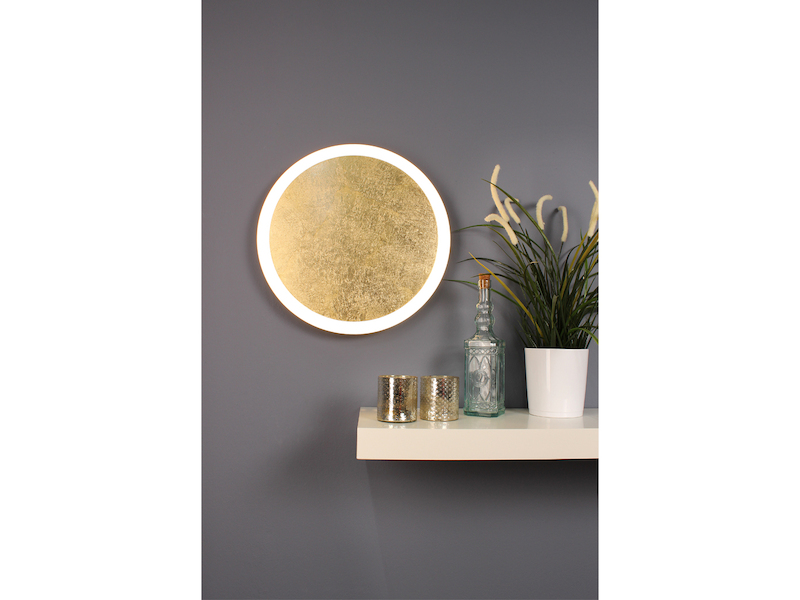 LED Deckenleuchte MOON für Wand & Decke, Spiegel Design Blattgold Ø40cm