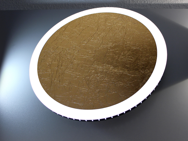 Kleine LED Wandleuchte MOON für Wand & Decke, Spiegel Design Blattgold Ø30cm