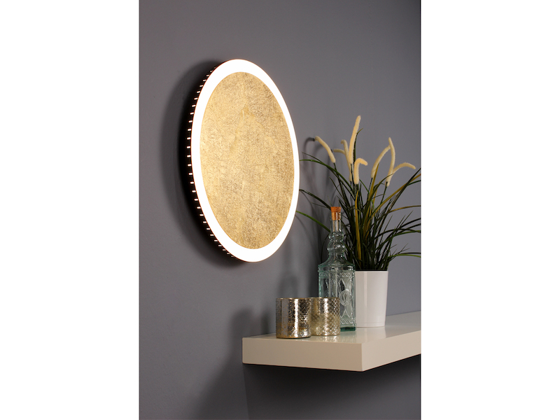 LED Deckenleuchten - 2er SET für Wand & Decke, Spiegel Design Blattgold Ø40cm