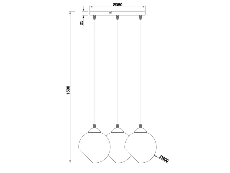 Pendelleuchte CLOONEY 3-flammig Ø 35cm mit Rauchglas Glaskugeln