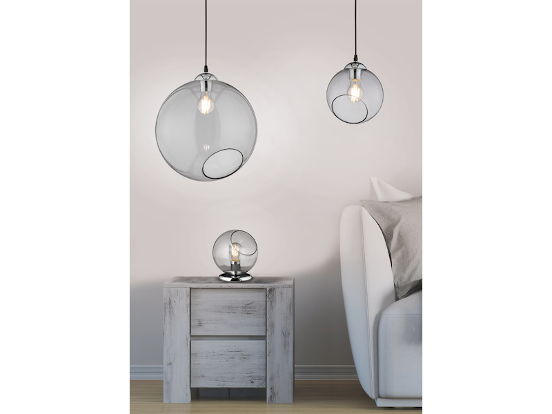 LED Pendelleuchte 3-flammig mit Rauchglas Glaskugeln, Ø 35cm