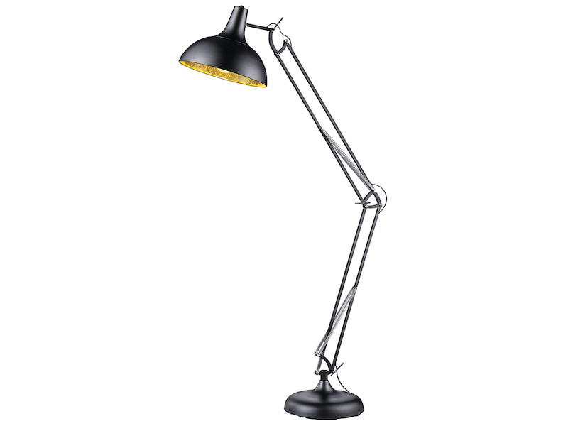 Große LED Stehleuchte Metall Schwarz / Gold im Industrial Style, 180cm