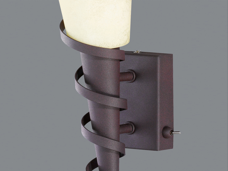 Antike LED Wandleuchte mit Schalter - Edle Rostoptik mit Scavo Glasschirm