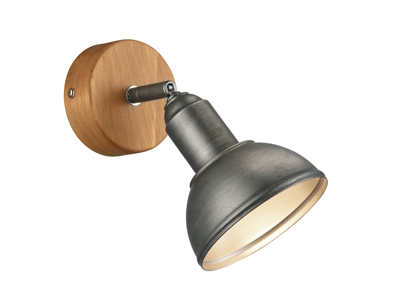 Wandstrahler DELHI Holz & Metall Silber Antik, Breite 11,5cm