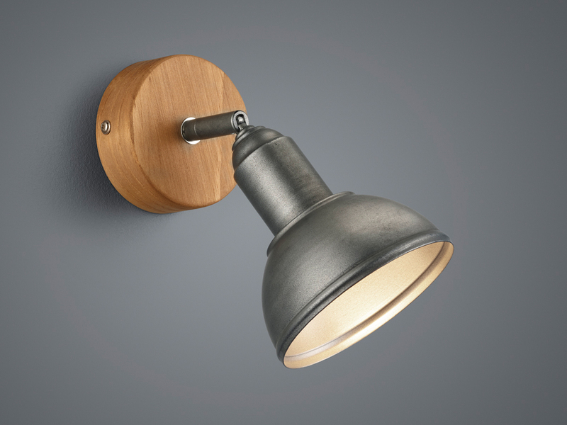 Wandstrahler DELHI Holz & Metall Silber Antik, Breite 11,5cm
