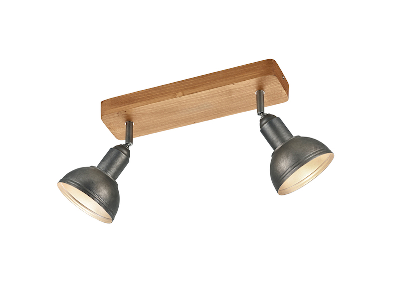 Holzbalken Deckenstrahler DELHI Silber Antik 2-flammig, Breite 33cm