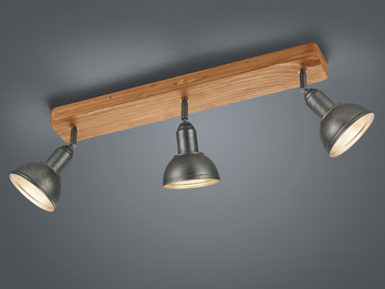 Holzbalken Deckenstrahler DELHI Silber Antik 3-flammig, Breite 58cm