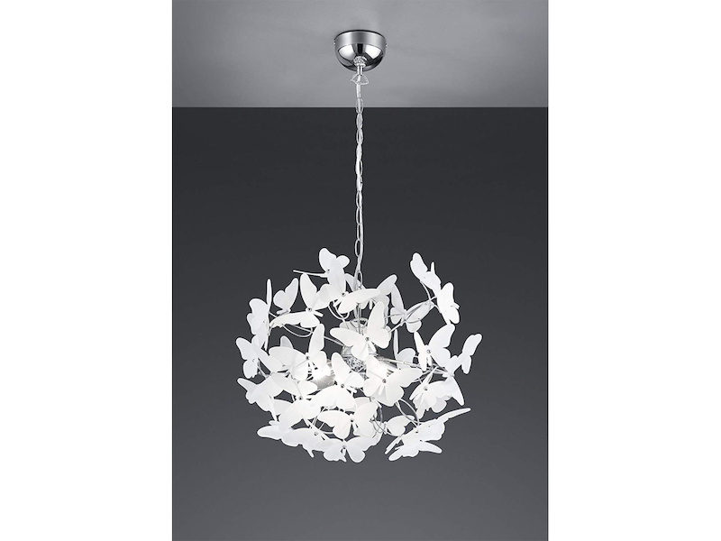 Verspielte LED Pendelleuchte 4 flammig mit bunten Schmetterlingen, Ø 50cm