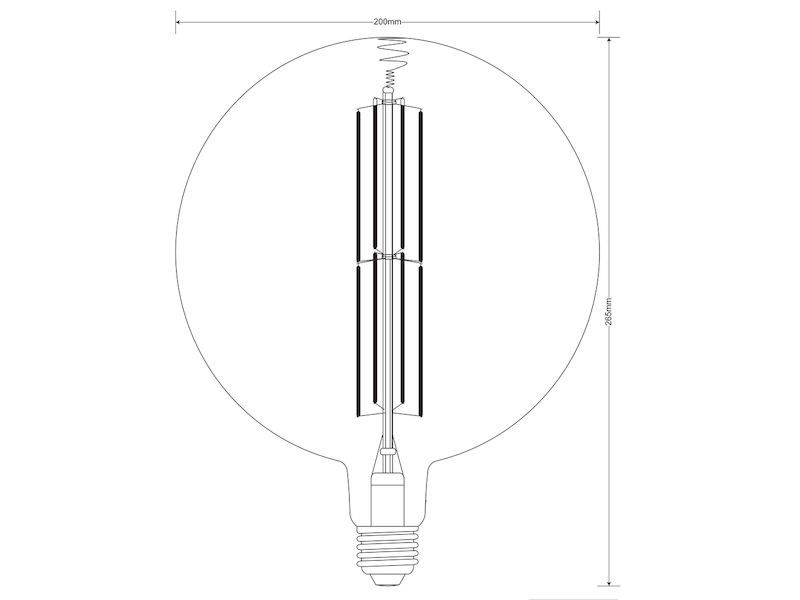 E27 Filament LED - 8 Watt, 260 Lumen warmweiß, Ø20cm - extern dimmbar