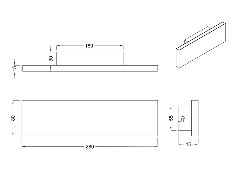 Flache LED Wandleuchte CONCHA Up and Down Rostoptik - 3 Stufen Dimmer, B: 28cm