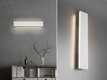 Flache LED Wandleuchte CONCHA Up and Down Weiß - 3 Stufen Dimmer, Breite 47cm