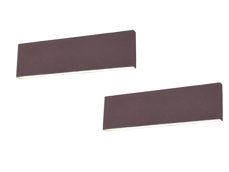 2er Set Flache LED Wandleuchten Up & Down Rostoptik - 3 Stufen Dimmer, B: 28cm