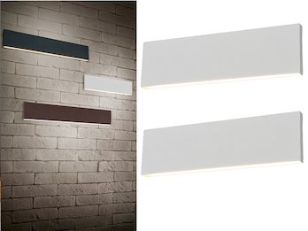 Flache LED Wandleuchte 2er Set Up & Down Light Weiß matt -3 Stufen  Dimmer 28cm