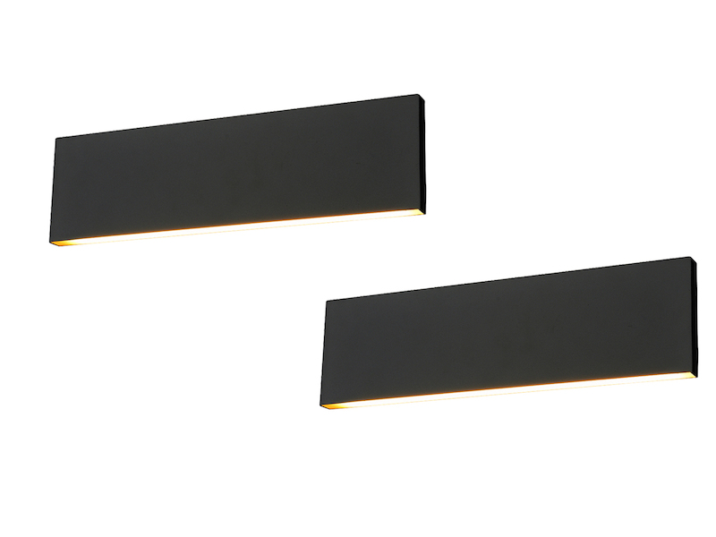 2er Set Flache LED Wandleuchten Up & Down Anthrazit 3 Stufen Dimmer, Breite 28cm