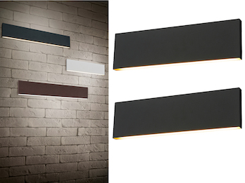 2er Set Flache LED Wandleuchten Up & Down Anthrazit 3 Stufen Dimmer, Breite 28cm