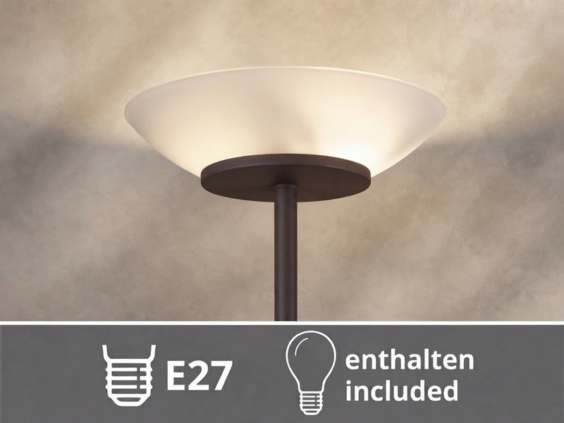 LED Deckenfluter mit Leselampe, Rostoptik & Glasschirme weiß, Höhe 180cm