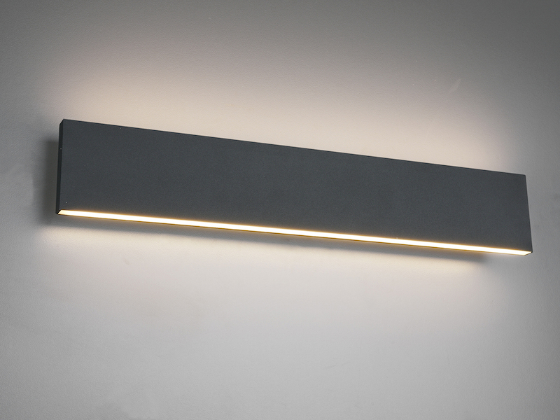 Flache LED Wandleuchte 2er Set Up & Down Light Anthrazit - 3 Stufen Dimmer 47cm