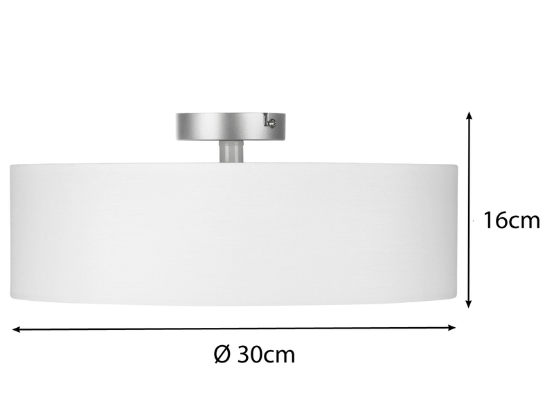Runde zeitlose Deckenleuchte CALMA mit Stoffschirm in Weiß Ø 30cm
