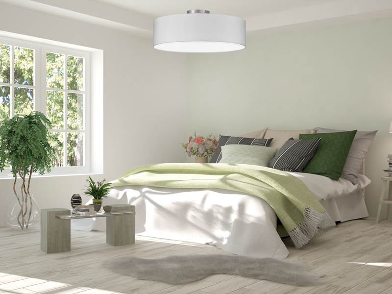 Deckenleuchte Stoff Textilschirm Deckenlampe Wohnzimmer Schlafzimmer E27 30cm