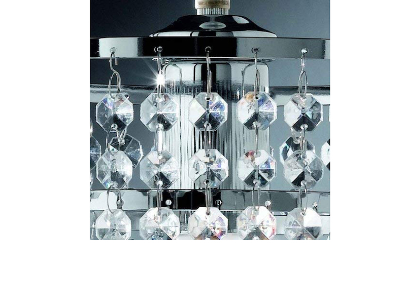 Kleiner LED Kronleuchter Chrom mit Kristall Behang aus Acryl, Ø25cm
