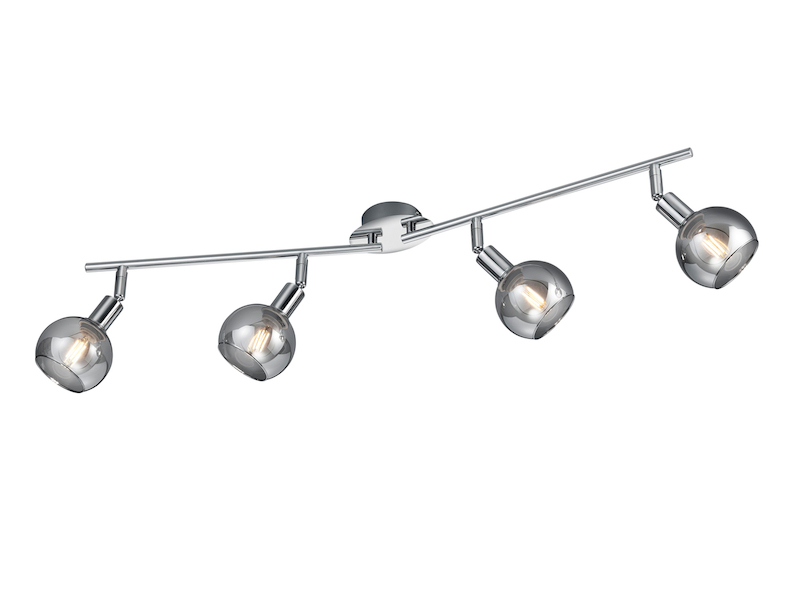 Deckenstrahler BREST 4-flammig Chrom mit Rauchglas, Breite 85cm